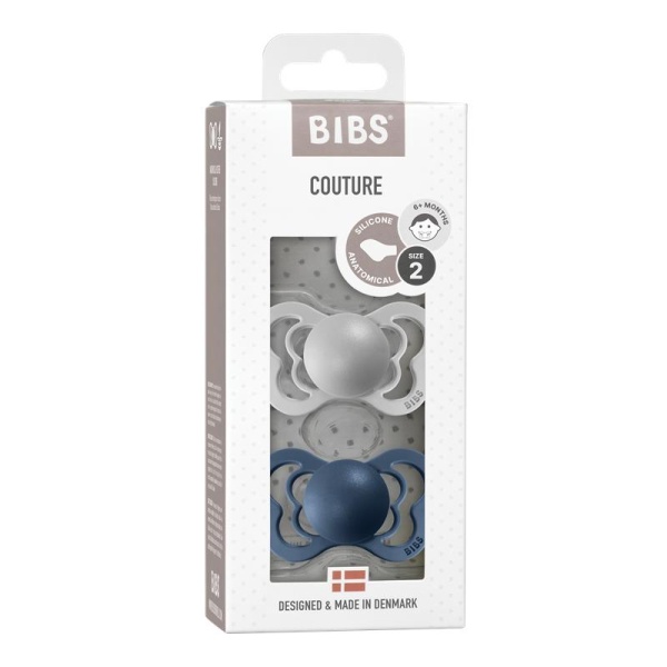 Bibs Supreme 2 pk - Silicone Symmetrical, Cloud/Steel Blue - Bilde 2