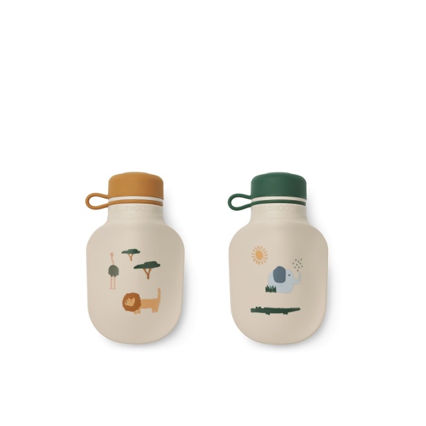 Liewood Lizzie Smoothie Bottle 2-Pack, Safari sandy mix