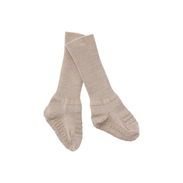 GoBabyGo Non-Slip socks in Merino Wool. Sand - Bilde 2