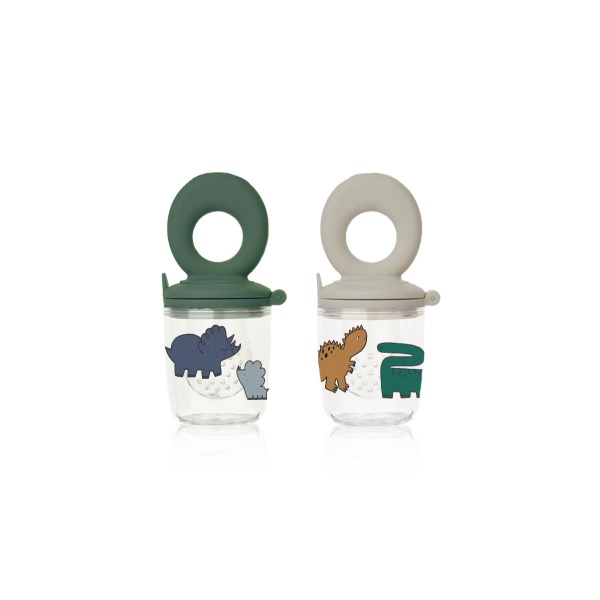 Liewood Miranda Printed Food Feeder 2-Pack, Dinosaurs / Mist