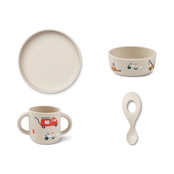 Liewood Vivi Tableware set, Emergency Vehicle/Sandy