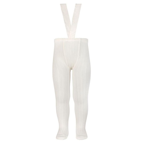 Condor, Rib Tights With Elastic Suspenders Pine, Cream