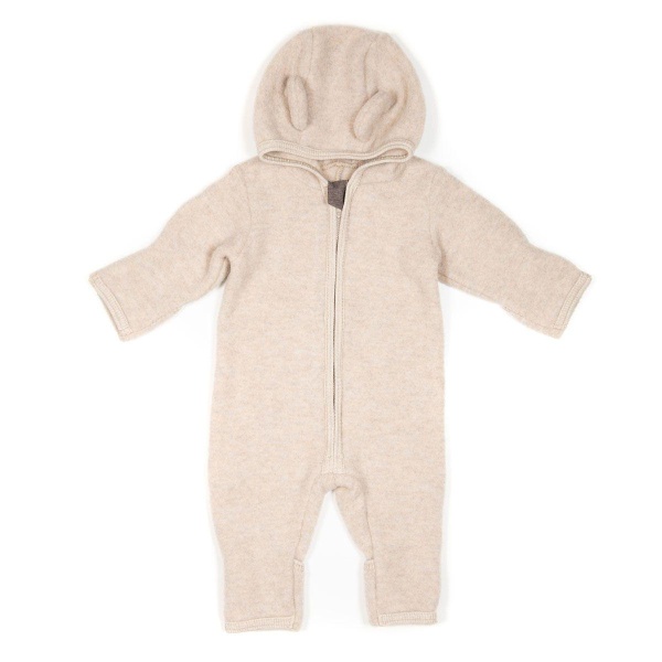 Huttelihut ALLIE Babysuit w/ears Wool Fleece, Camel