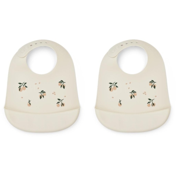 Liewood, Tilda Silicone Bib 2-Pack, Peach/Seashell Mix