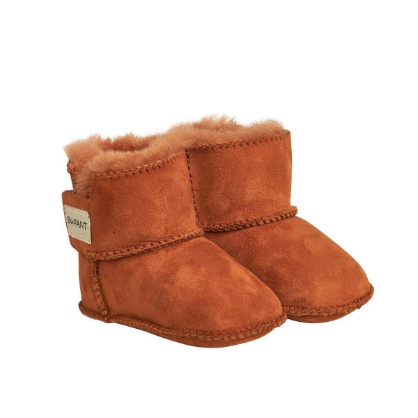 En Fant Tøfler, Sheepskin Bootee, Leather Brown