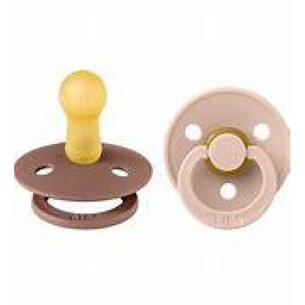 Bibs Colour 2Pk - Natural Rubber Round, Woodchuk/Blush