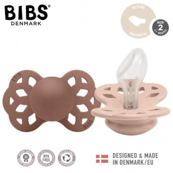 BIBS Infinity 2 pk - Silicone Anatomical, Blush/Woodchuck