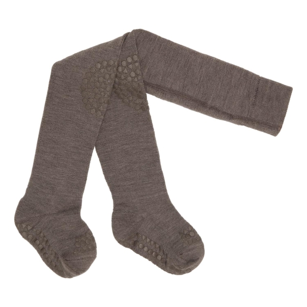 GoBabyGo Crawling tights anti-slip Wool, Brown Melange