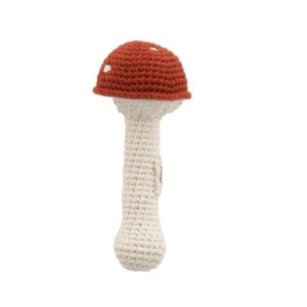 Patti Oslo - Mushroom Rattle with Bell, Burgundy