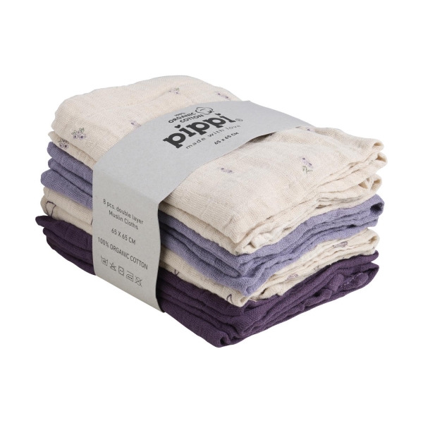 Pippi Muslin Cloths 8-pack, Nirvana