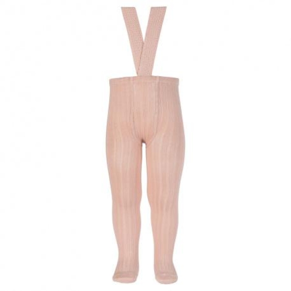 Condor, Rib Tights With Elastic Suspenders Pine, Old Rose