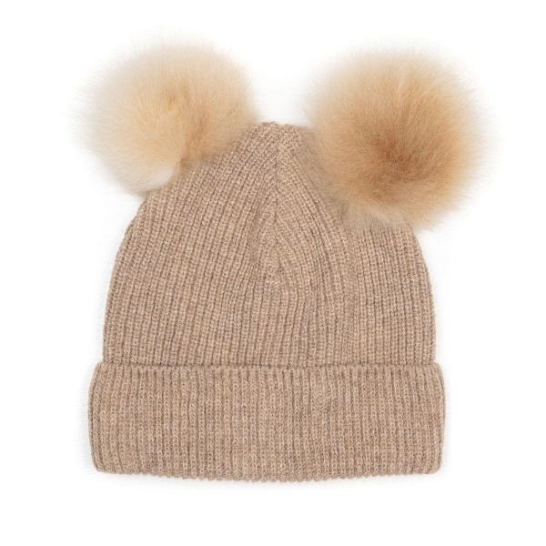 Huttelihut BIG PLYS Hut Fakefur pom's Cotton, Camel