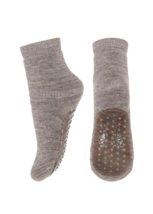 Mp - Bomull Anti Skli Sokker, Light Brown Melange