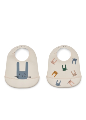 Liewood Tilda Printed Bib 2-Pack, Bunny / Sandy