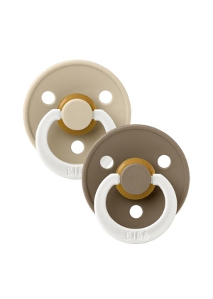 Bibs Colour 2 pk Glow In The Dark - Latex Round, Vanilla/ Dark oak,