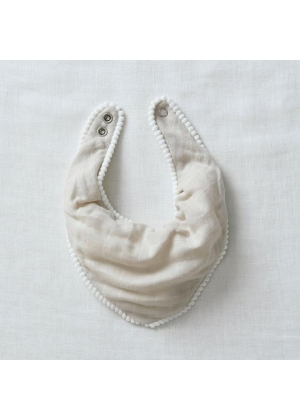 JACK O JUNO Pom Pom Textile Bib, Sand