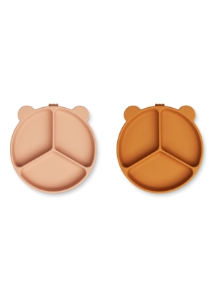 Liewood Stacy Divider Suction Plate 2-Pack, Mustard/Tuscany Rose