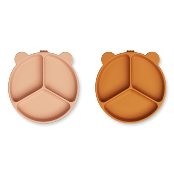 Liewood Stacy Divider Suction Plate 2-Pack, Mustard/Tuscany Rose