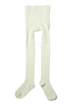 Joha Wool Rib Tights, Offwhite