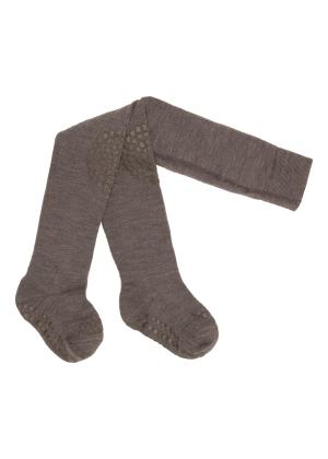 GoBabyGo Crawling tights anti-slip Wool, Brown Melange