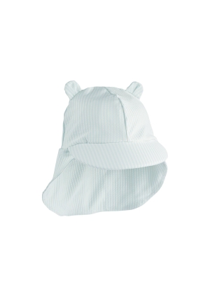 Liewood Senia Seersucker Sun Hat With Ears, Stripe Pure sky