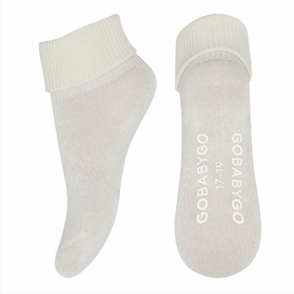 Gobabygo Non Slip Socks Organic Cotton, Hvit