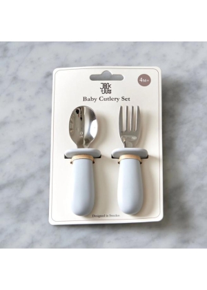 JACK O JUNO Classic Baby Cutlery Set, Glacier Grey