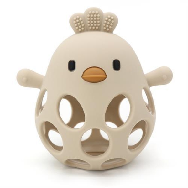 Magni Bidebold med ælling i LFGB silikone, Beige