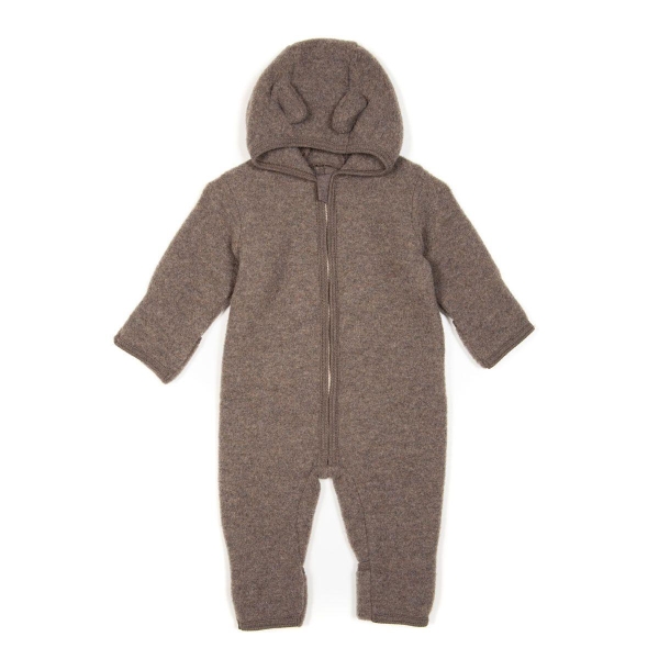 Huttelihut ALLIE Babysuit w/ears Wool Fleece M.brown