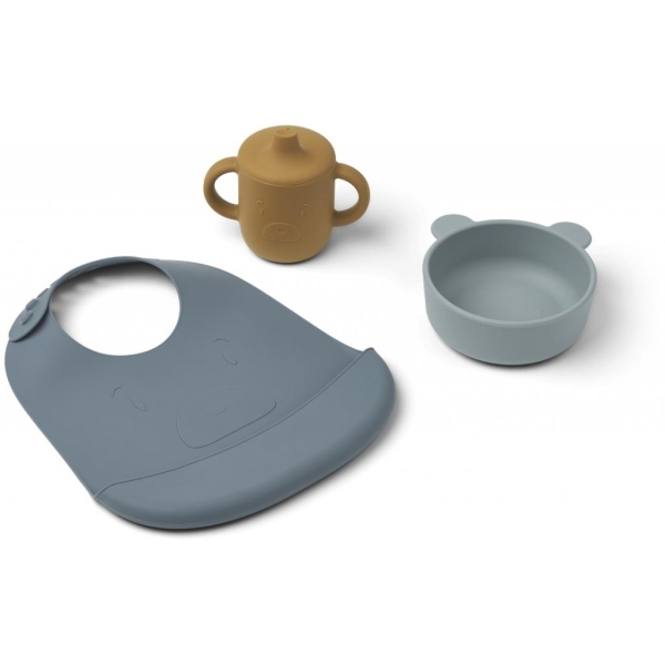 Liweood Connor baby dining set, Mr bear blue multi mix