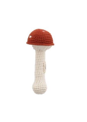 Patti Oslo - Mushroom Rattle with Bell, Burgundy