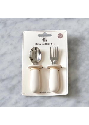 JACK O JUNO Classic Baby Cutlery Set, Cream