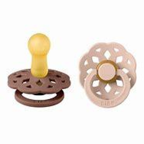 Bibs Boheme 2Pk - Natural Rubber Round, Woodchuck/Blush