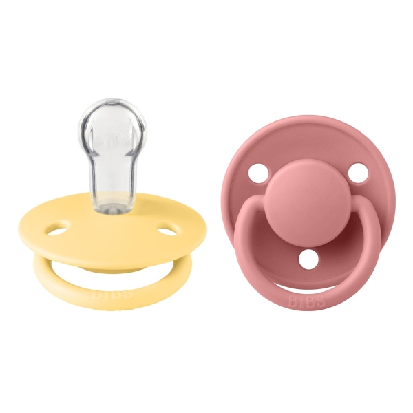 BIBS De Lux Silicone Onesize Pale Butter/Dusty Pink 2-pack