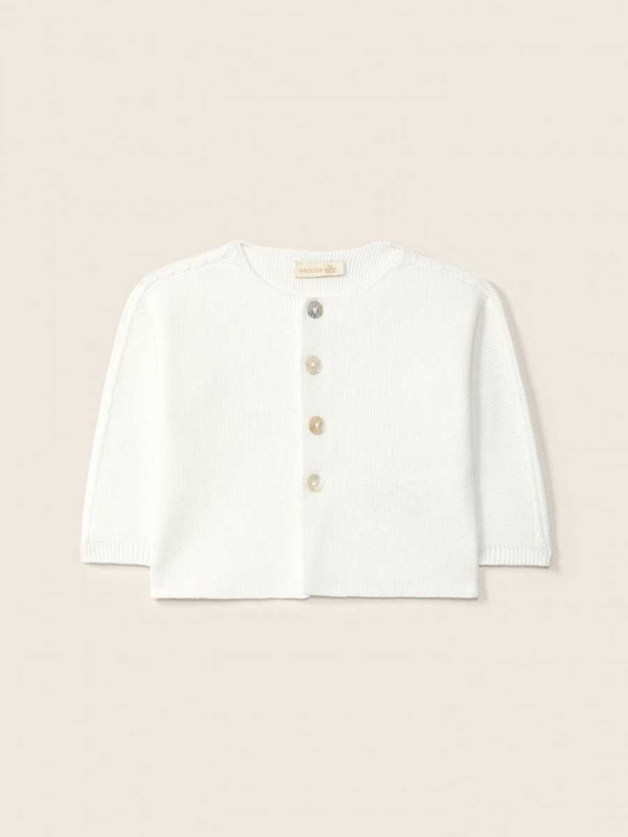 Wedoble Round-neck cardigan knit, Perola White