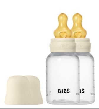 Bibs Baby Bottle Latex 2 Pack 150 ml, Slow Flow. Ivory