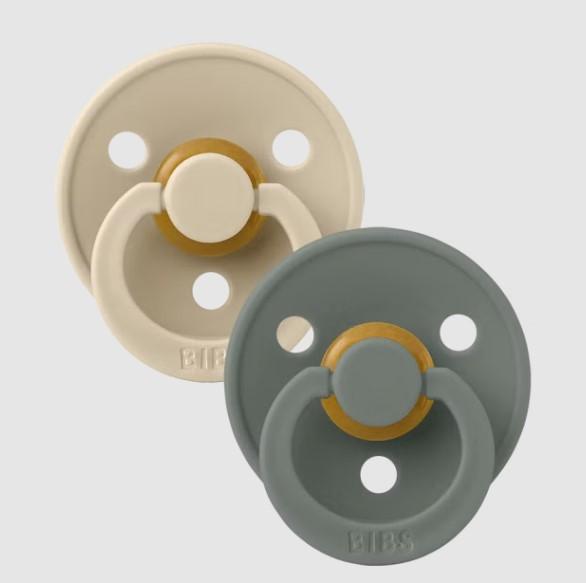 Bibs Colour 2pk - Natural Rubber Round, Vanilla/Pine