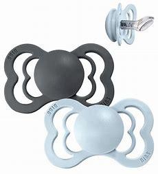 BIBS Couture 2 PACK Iron/Baby Blue, Silicone Anatomical