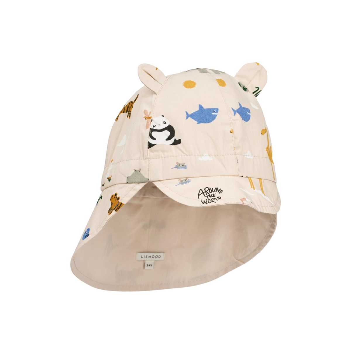 Liewood Gorm Reversible Sun Hat With Ears, Around the world / Sandy