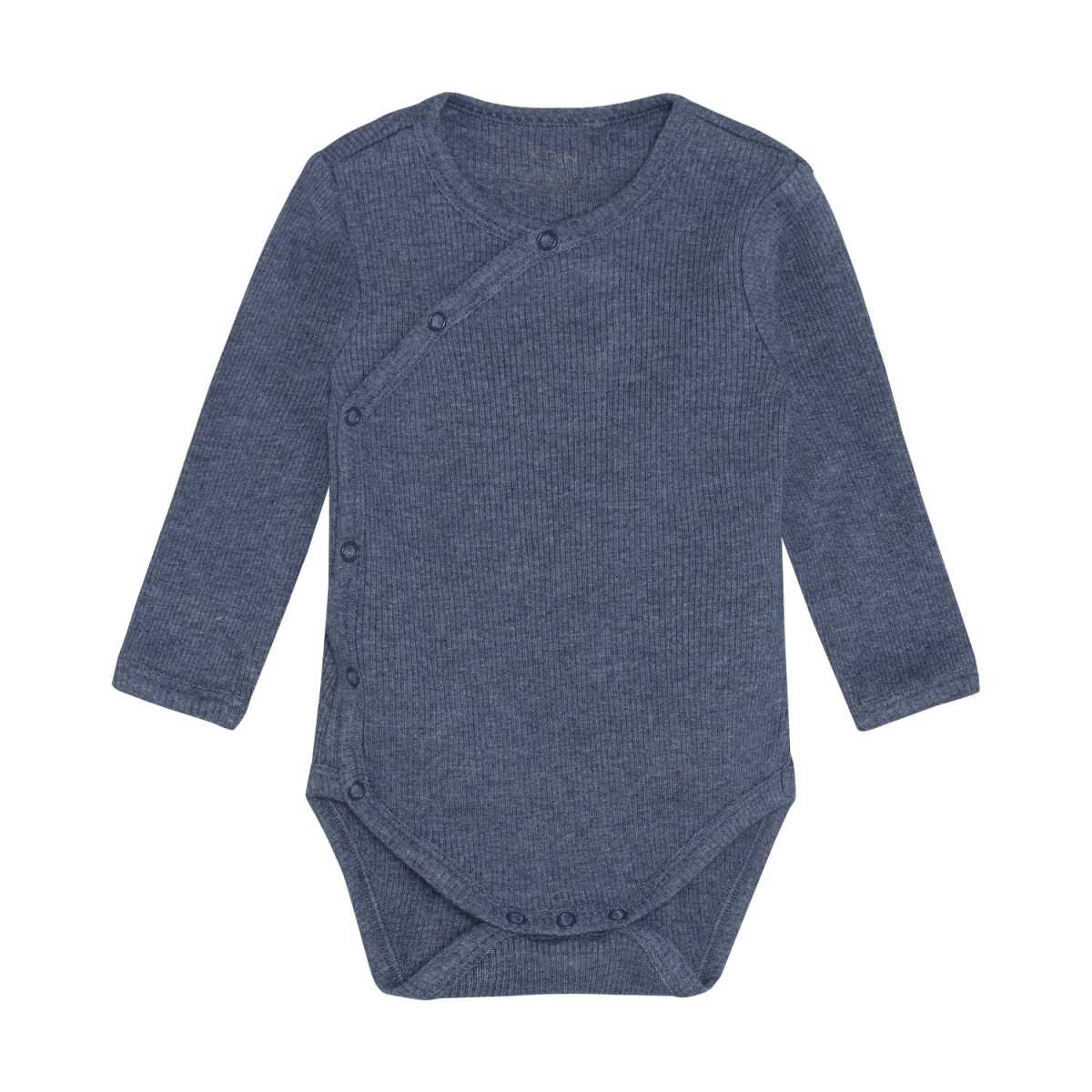 Fixoni Wrap Body LS Melange Rib, Vintage Indigo Melange