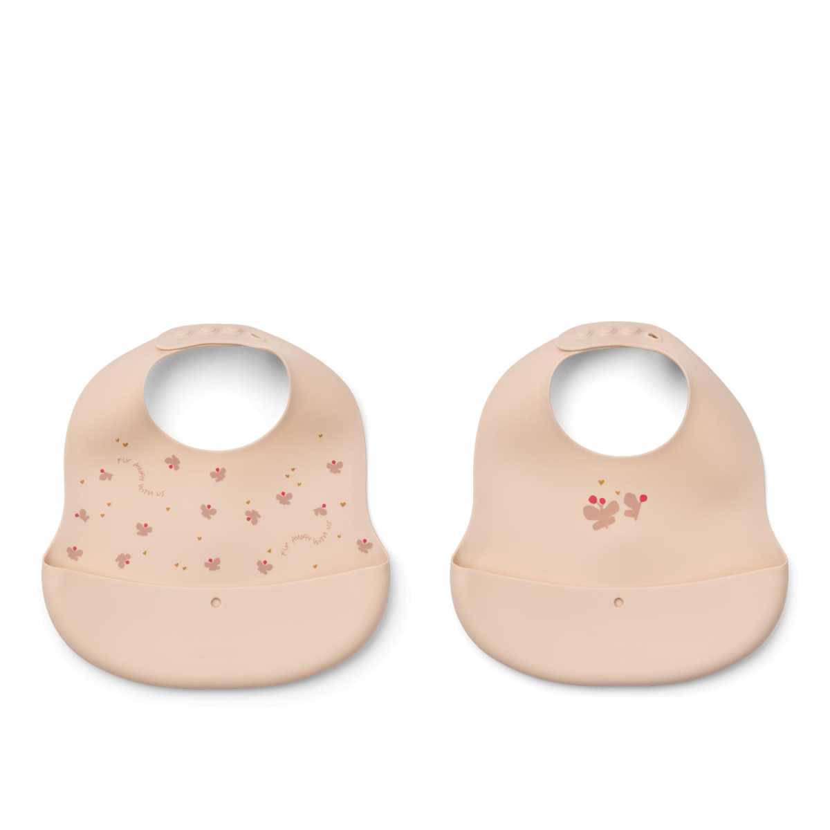 Liewood Ember Printed bib 2-pk, Mini Butterfly/Apple blossom