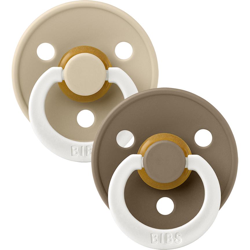 BIBS Colour GLOW 2 Pack - Vanilla/Dark Oak, str 3
