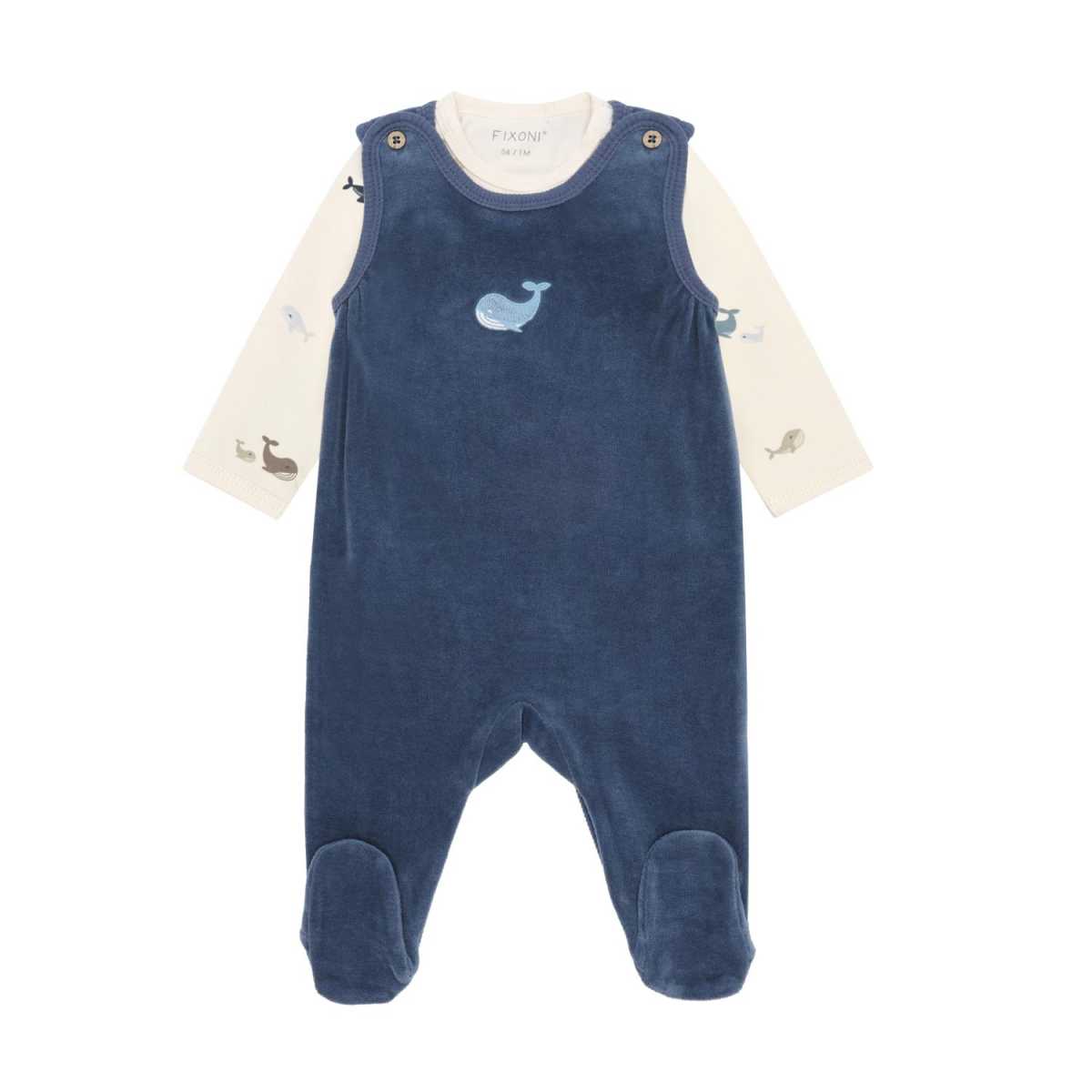 Fixoni Set w. Body and Velour Romper, Vintage Indigo