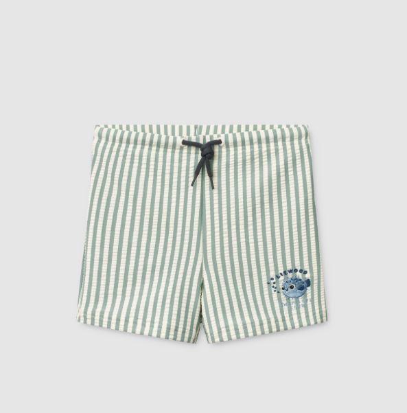 Liewood Otto Seersucker Swim Pants, stripe Peppermint / Creme de la creme