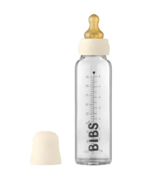 Bibs Glassflaske medium flow 240ml Naturgummi, Ivory