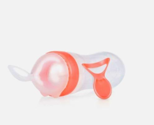 Nûby Squeeze Food Feeder med 2 skjeer, Rød