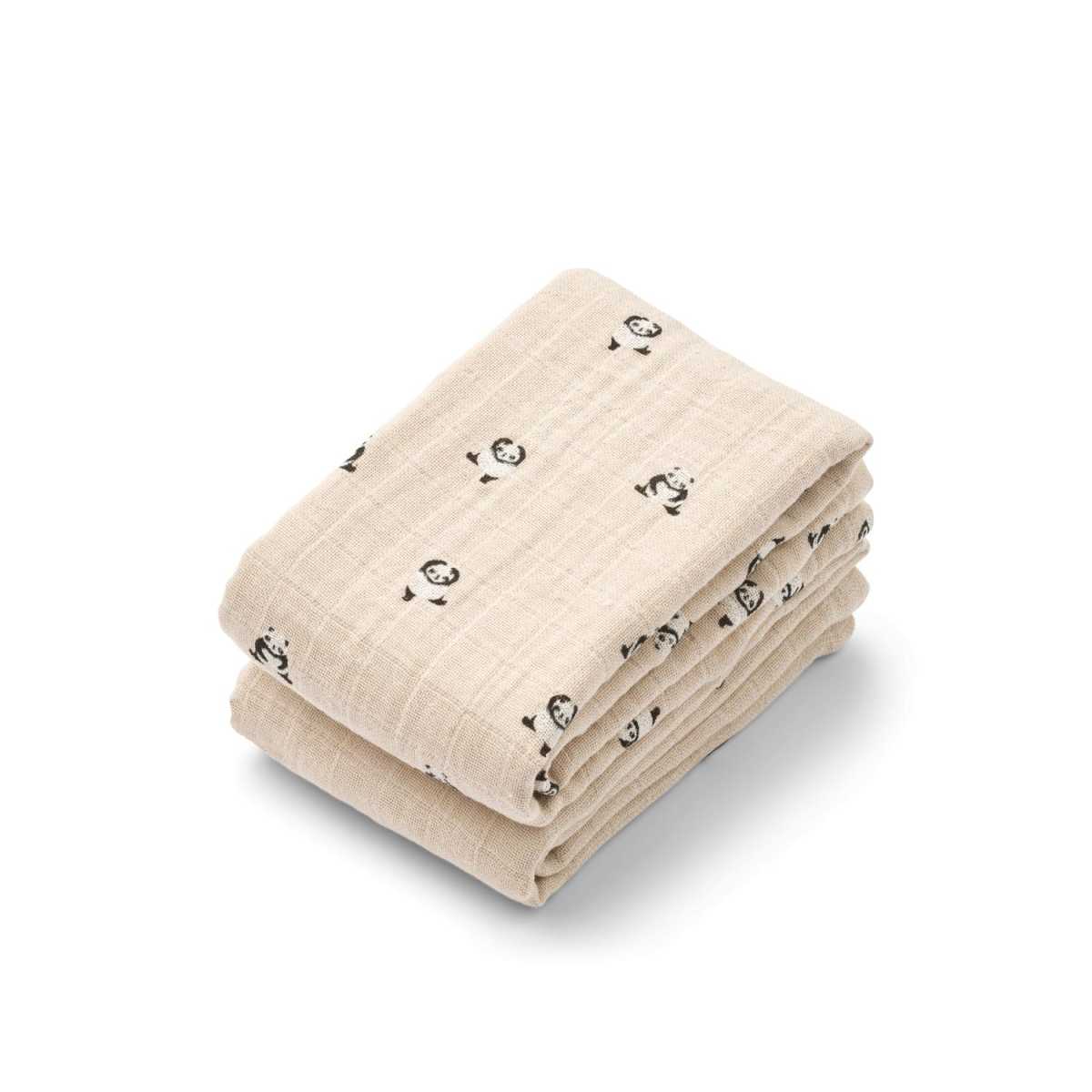 Liewood Lewis Muslin Cloth 2-Pack Mini panda / Sandy mix