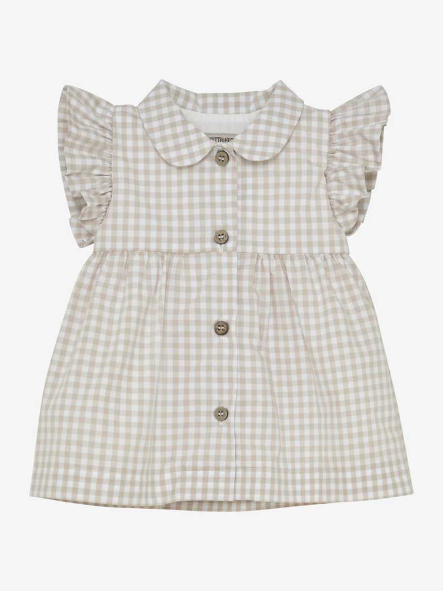 HUTTEliHUT - Dress SS Woven Check, White Pepper