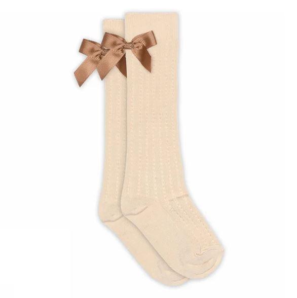 Liva knee bow socks - Beige
