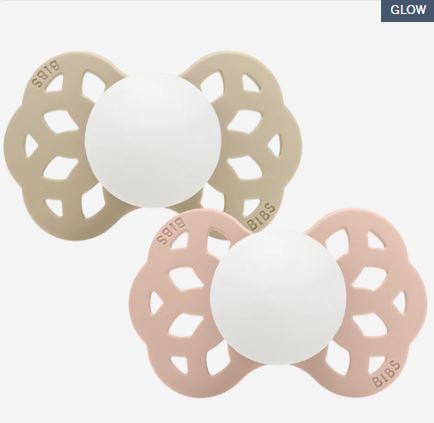 BIBS Infinity GLOW 2 PCK - Vanilla/Blush, Silicone